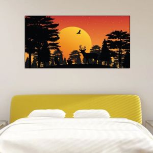 Animal Silhouette At Sunset Canvas Print Wall Painting