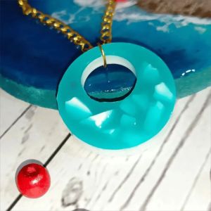 Blue Round Stone Resin Pendant