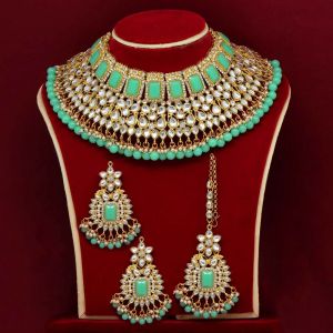 Pista Green Color Kundan Choker Necklace Set (KN886PGRN)