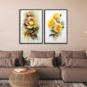 Beautiful Yellow Flower With Bud Set Of 2 Wall Frames