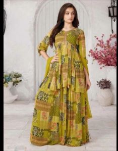 Graceful Muslin Sharara Set With A Matching Dupatta