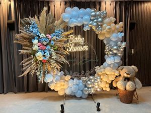 Baby Shower Premium Decoration With Pampas Grass And Palm Leaf