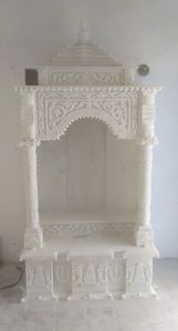 Polished Natural 3 Feet White Marble Temple, Stone Form : Solid