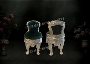 Antique Royal Green Silver Small Chair