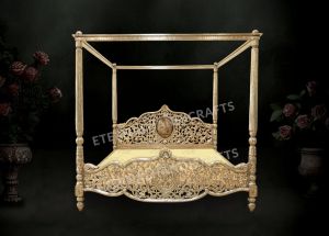 Carved German Silver Canopy Bed