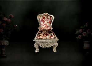 German Silver Red Cushioned Chair