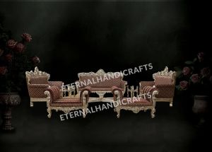 Silver Family Sofa With Side & Center Table