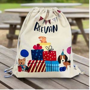 Pawty Time Drawstring Bag (Canvas)