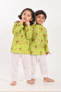 Ghost Print- Unisex Green Kurta