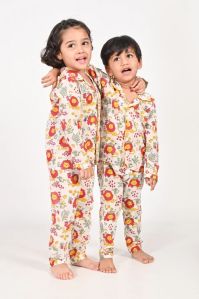 Lion and Mouse- White Unisex Nightsuit Set