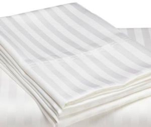 Stripes Bedsheet Cotton Fabric, Color : White