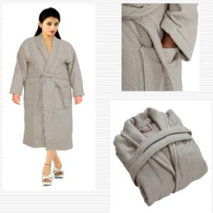 Inspiia Plain Ladies Terry Bathrobe Jacquard