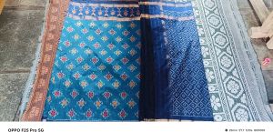 Printed Pochampally Ikkat Pure Silk Saree, Color : Blue