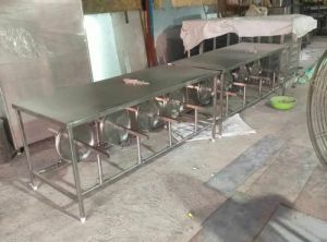 4 Seater Stainless Steel Canteen Table Set