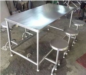 6 Seater Stainless Steel Canteen Table Set