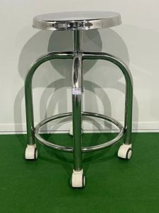 Polished Round Stainless Steel Wheel Stool