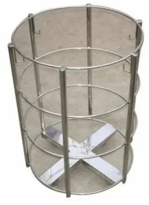 Polished Stainless Steel Round Linen Trolley, Color : Silver