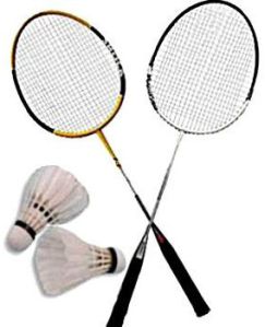 Steel Badminton Racket Set, Handle Material : Wooden