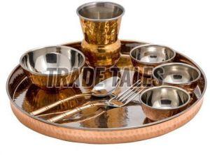 Plain Pure Copper Thali Set