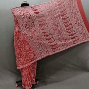 Cotton Printed Wedding Sarees, Color : Red, Speciality : Easy Wash, Age Group : Adults