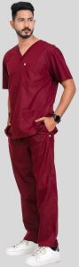 Cotton Clinical Mens Wine Essential Medical Scrub Suit for Hospital