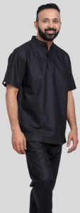 Vinda Band Collar Charcoal Black Men Scrubs