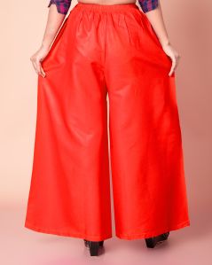 Plain Ladies Red Palazzo Party Wear, Technics : Machine Made