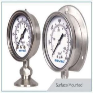 Metal & Plastic Surface Mounted Pressure Gauge, Shape : Round