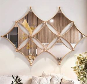 Brown Iron Metal Wall Art Mirror