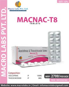 Aceclofenac 100mg+thiocochicoside 8 Mg