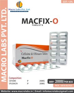 Cefixime200mg+ofloxacin 200 Mg Tablets, Packaging Type : Alu Alu