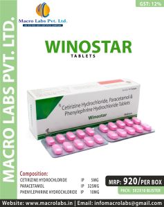 Cetirizine Hydrochloride Paracetamol Phenylephirine Tablets For Clinic, Hospital