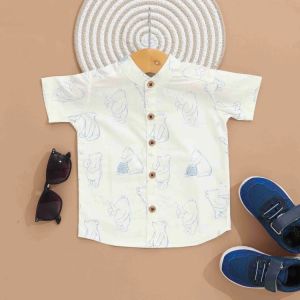 Boys Half Sleeves Printed Cotton Shirt, Color : Multicolor