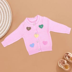 Kids Charming Heart Knitted Cardigan