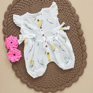 Round Neck Soft Cotton Butterfly Print Baby Romper