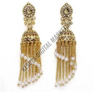 Gold Plated Imitation Long Earrings, Color : Multicolor Weeding Wear, Party Wear, Packaging Type : Box