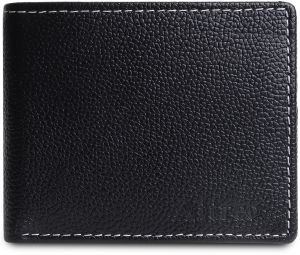 Attree Leather Men Bifold Black & Tan Leather Wallet