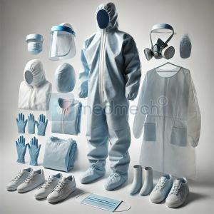 Non Woven 50 To 90 Medmech PPE Kit, Color : White, Medical Blue & White XL, Gender : Unisex