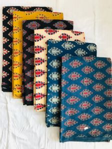 Ajrak Print Cotton Fabric Ethnic Wear, Length : 10 Mtr