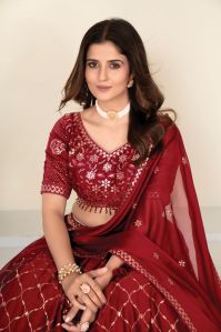 Maroon Semi Stitched Lehenga with Unstitched Blouse