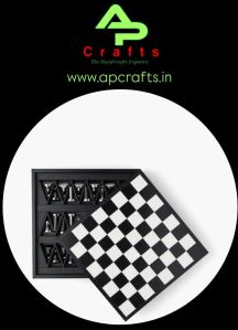 Metal Checked Alumnium Chess, Color : Black Large, Medium