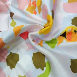 Printed Satin Fabric, Color : Multicolor