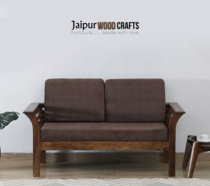 2 Seater Sofa in Scratch Resistant Brown & Provincial Teak Finish