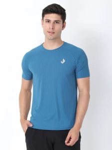 8% Spandex Fit Fusion Mens Nylon T-shirt, Color : Blue Sports