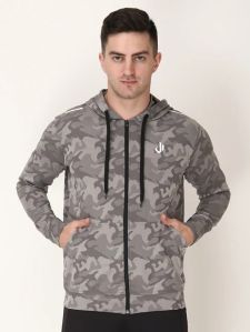 Grey Camo Jacquard Mens Track Jacket