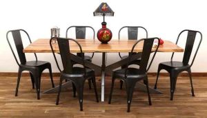 Wood Metal 8 Seater Dining Table Sets