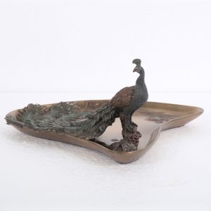 PR  Platter Peacock Gift Statue
