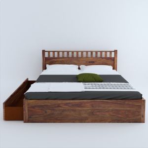 Sheesham Wood King Size Drawer Storage Bed