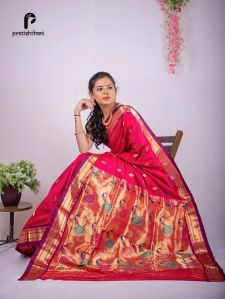 Woven Pink Meena Paithani Saree &AMP;ndash; Pratishthani