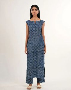Indigo Floral Ladies Kurta Set